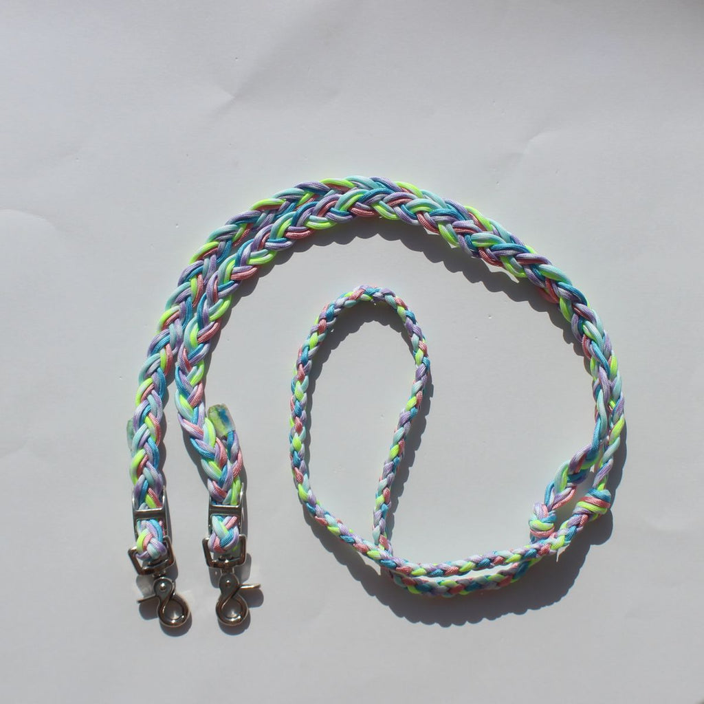 Cotton Candy Hand Braided Barrel Reins