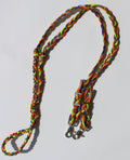 Braided Halloween reins with silver metal snap hooks.