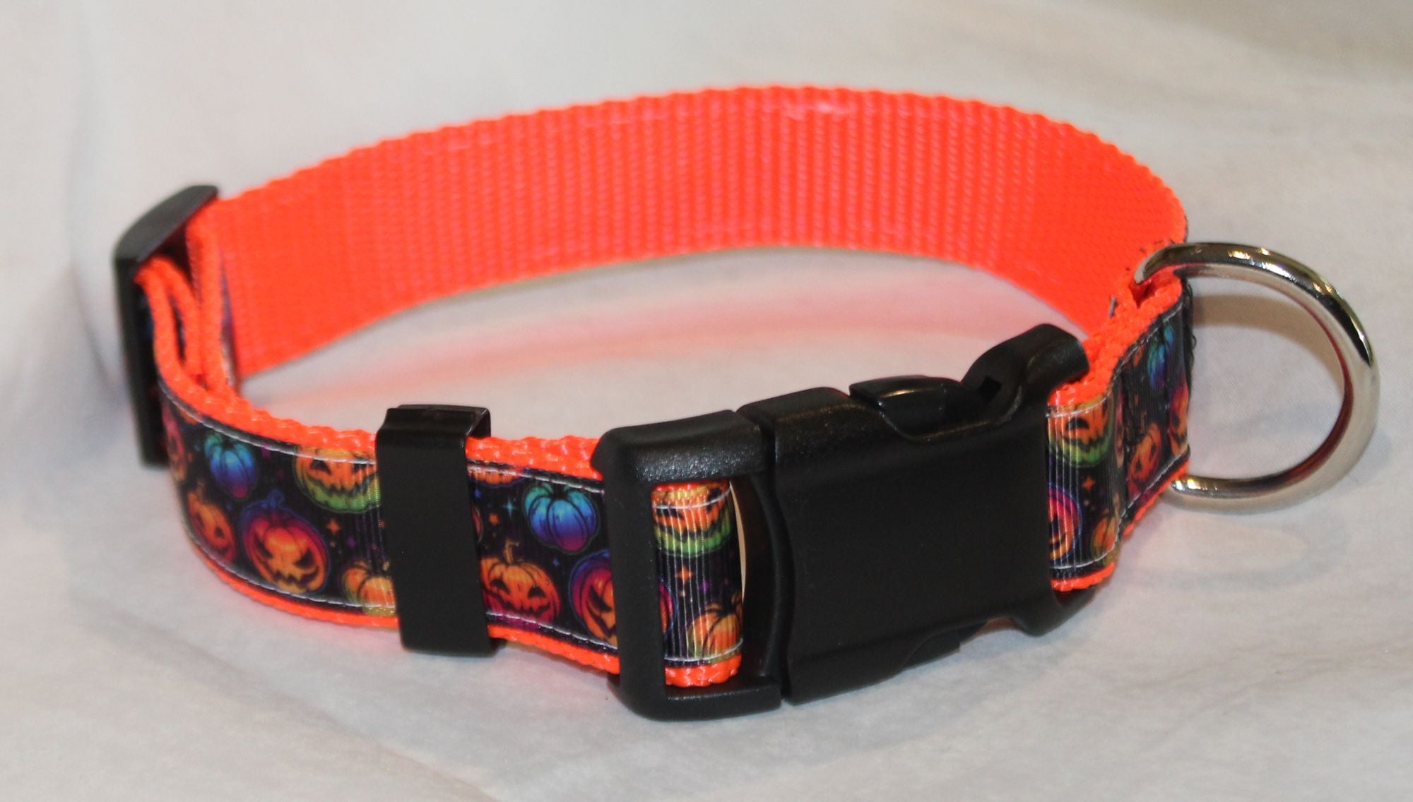 Neon Pumpkins Halloween Dog Collar
