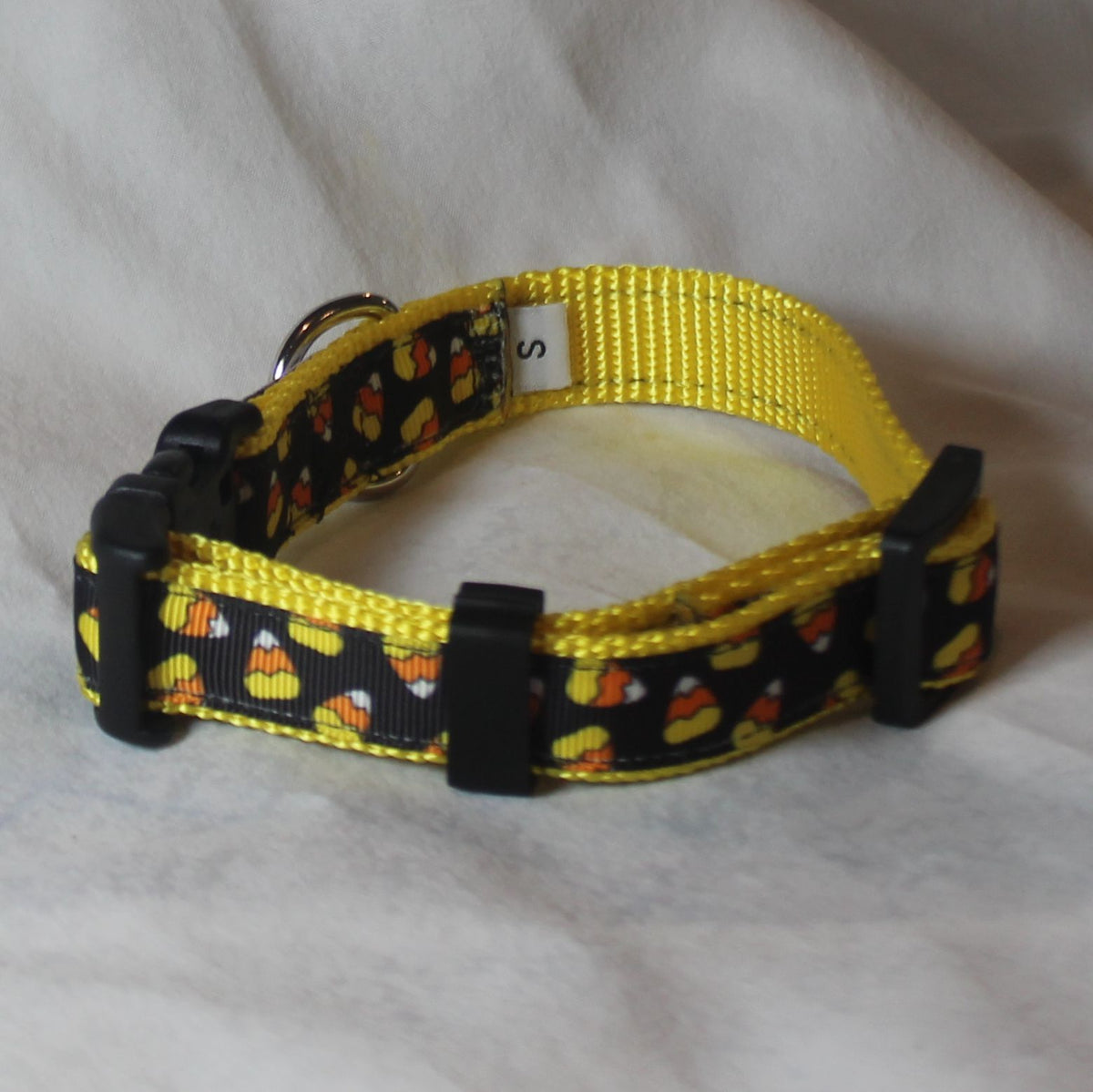 Candy Corn on Yellow Halloween Dog Collar