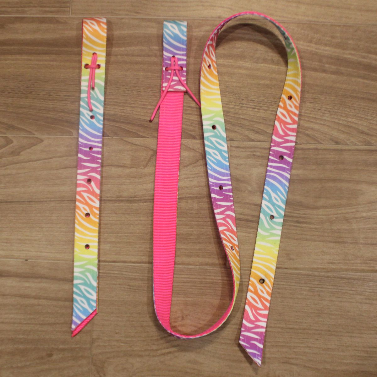 Neon Zebra Reversible Latigo and Off Billet Cinch Set