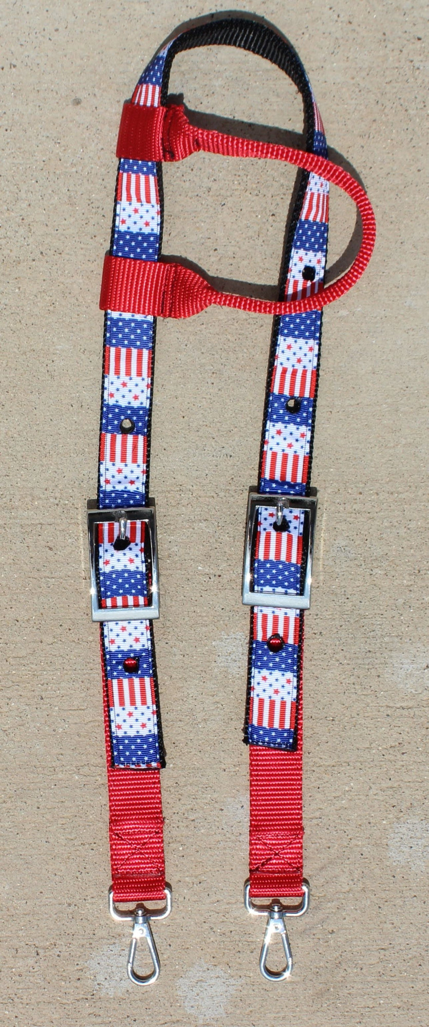 Horse Headstall with Red white and blue