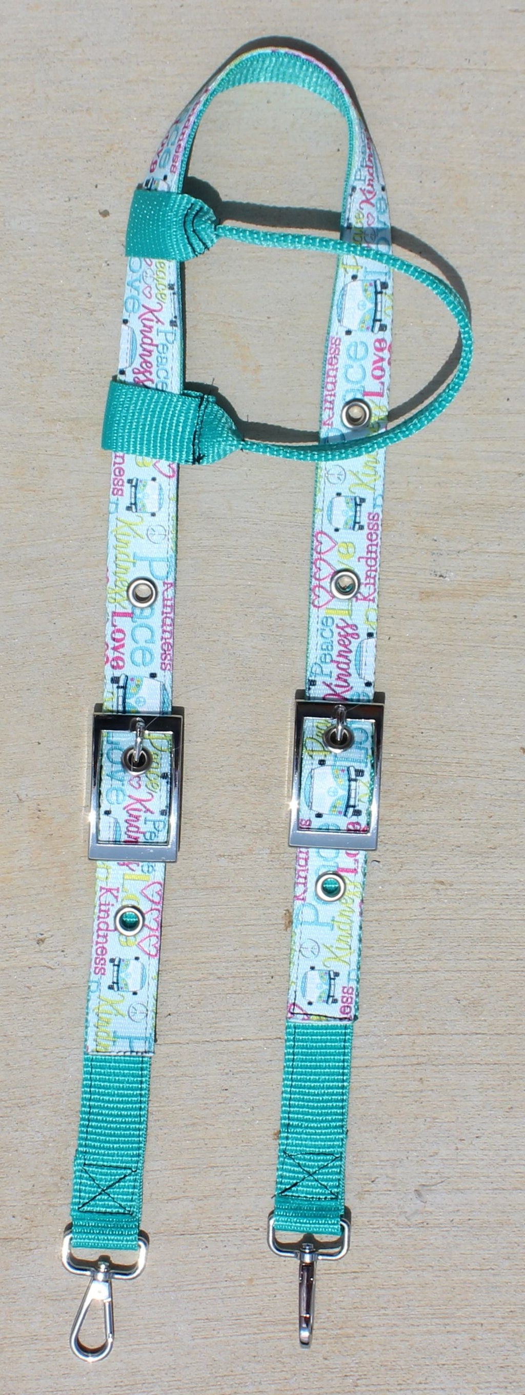 Teal and Pink Peace and Love Headstall