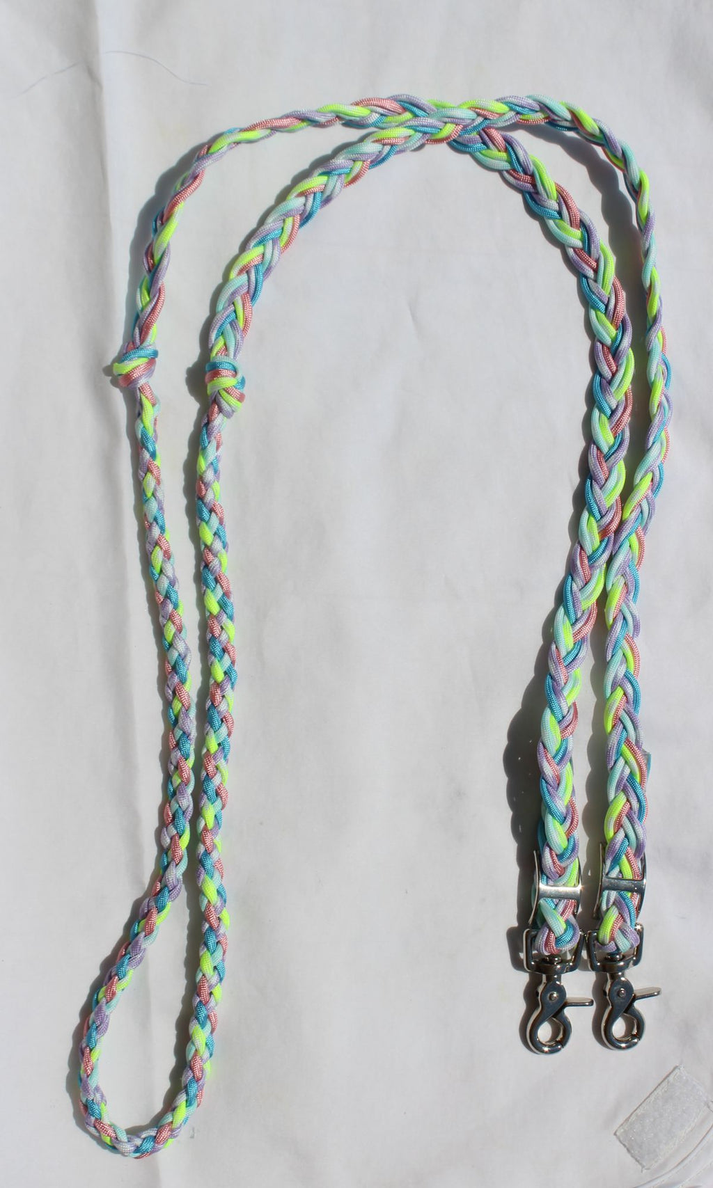 Cotton Candy Hand Braided Barrel Reins