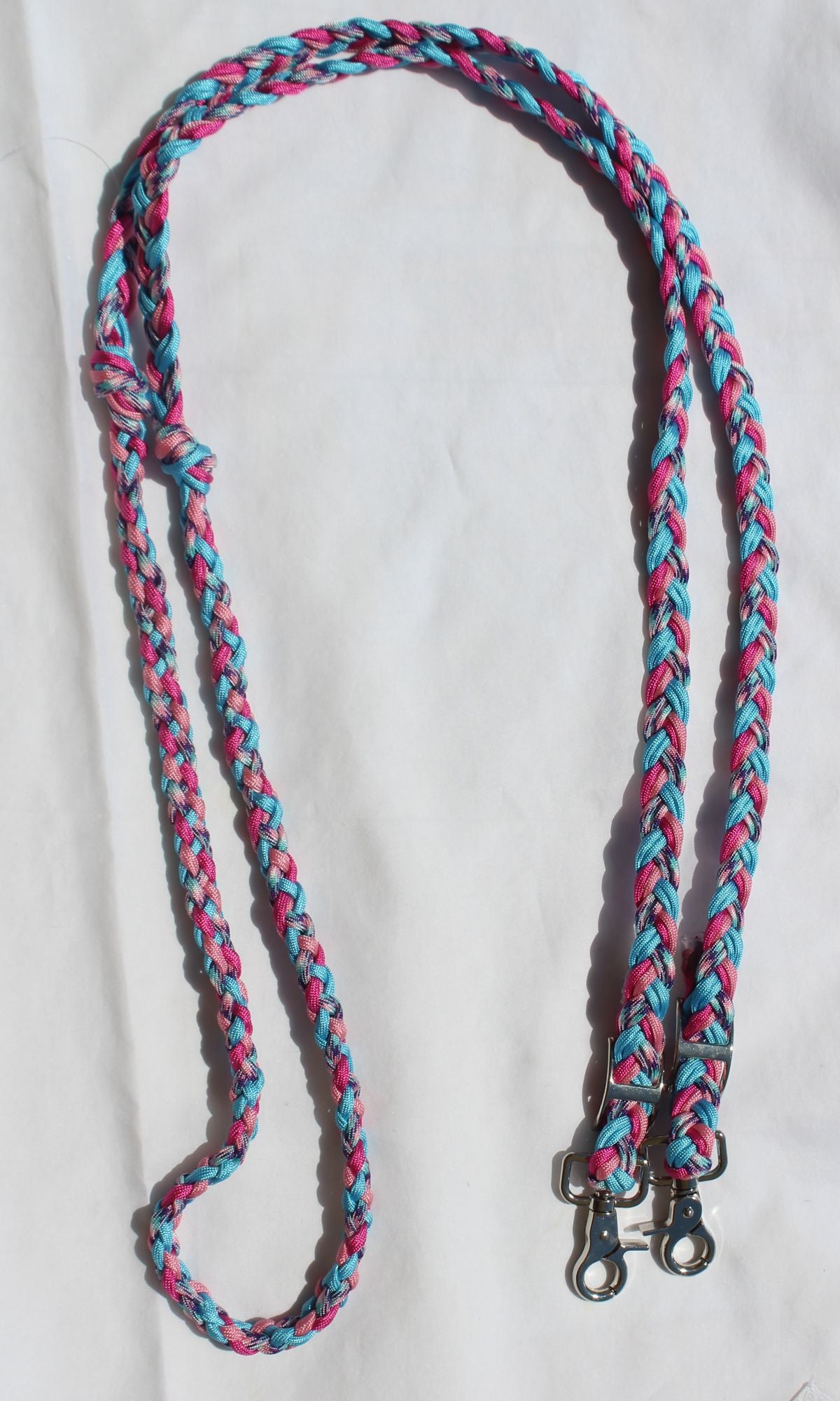 Jewel Tone Hand Braided Barrel Reins