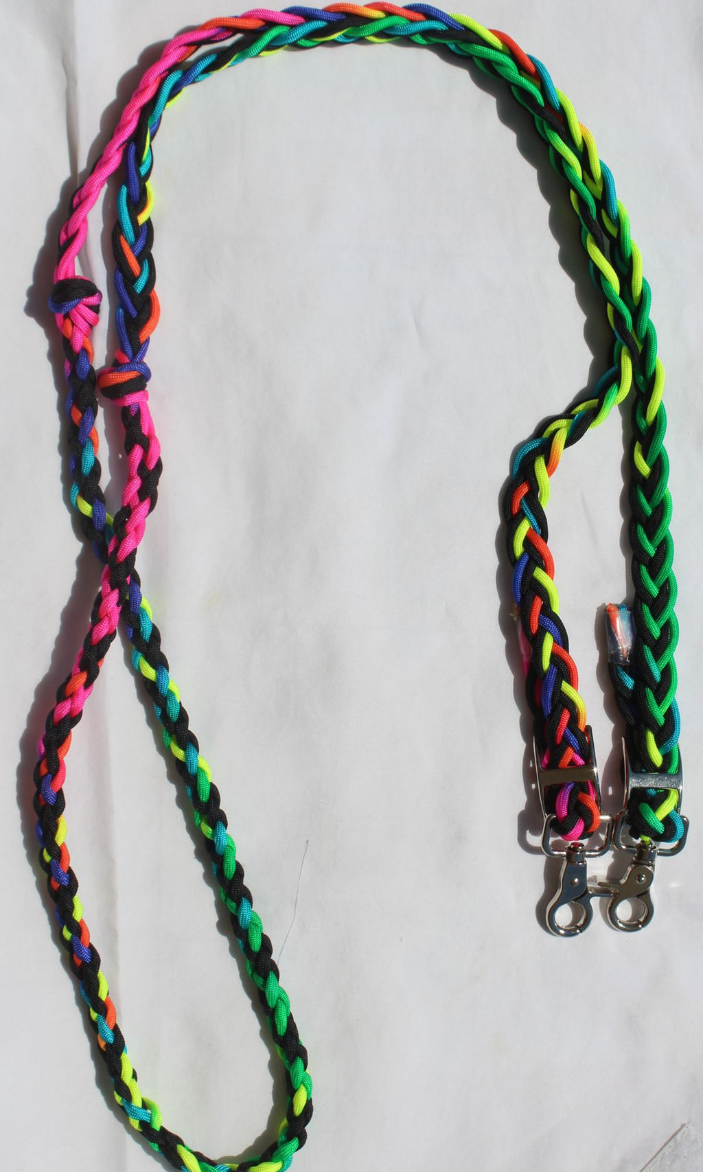 Neon Tie Dye Hand Braided Barrel Reins